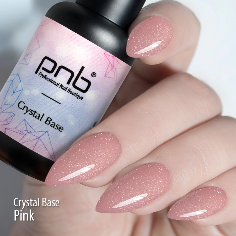 Світловідбивна база для нігтів PNB Crystal Base Pink рожева 8 мл