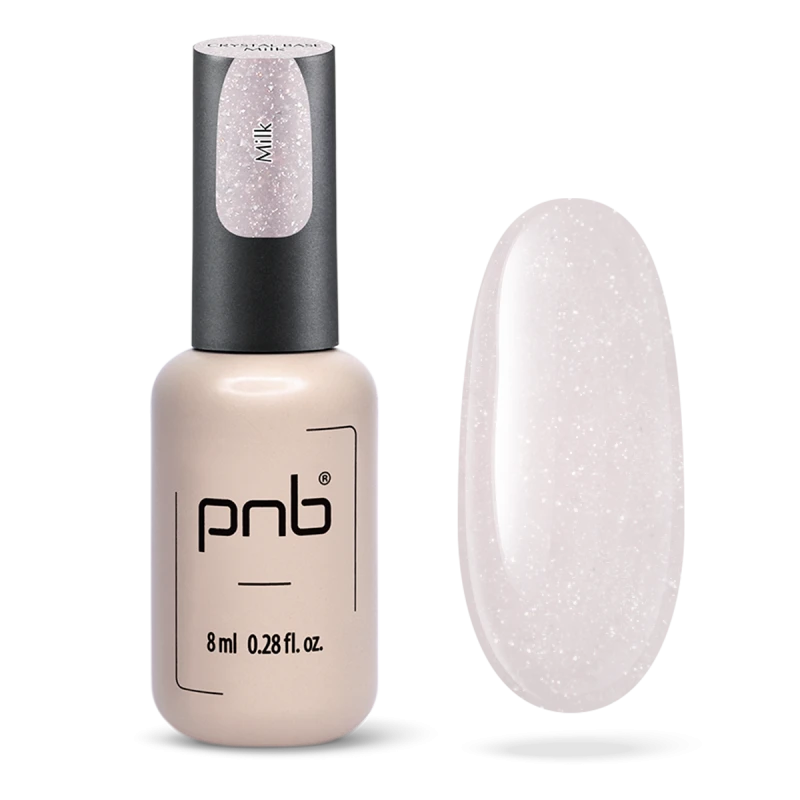 Світловідбивна база для нігтів PNB Crystal Base Milk молочна 8 мл