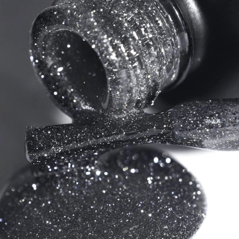 Гель-лак PNB Shock Effect 09 Crystal Black графітовий відтінок світловідбиваючого гель-лаку 8 мл