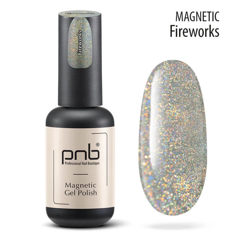 Магнітний гель-лак PNB Magnetic Gel Polish Fireworks голографічне сяйво 8 мл