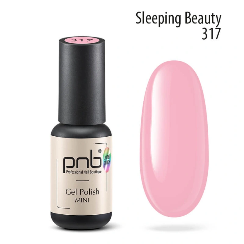 Гель-лак PNB Mini №317 Sleeping Beauty ніжний світло-рожевий, емаль 4 мл