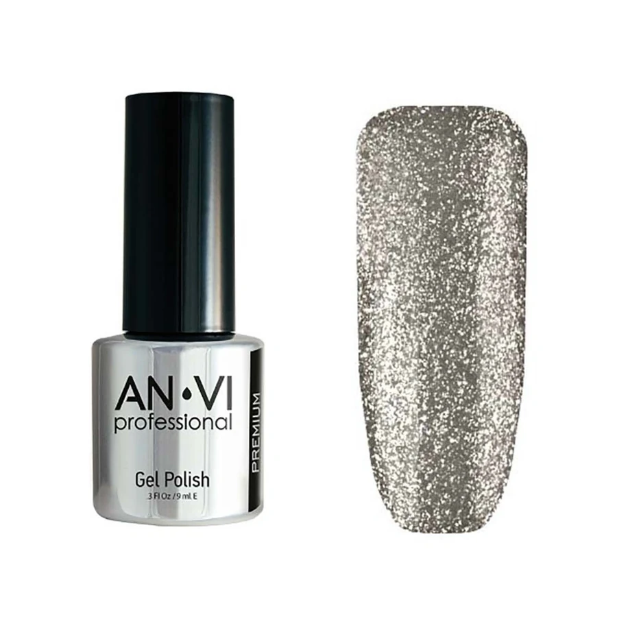 Гель-лак ANVI №007 Creative Violet срібло, з голографічними блискітками 9 мл