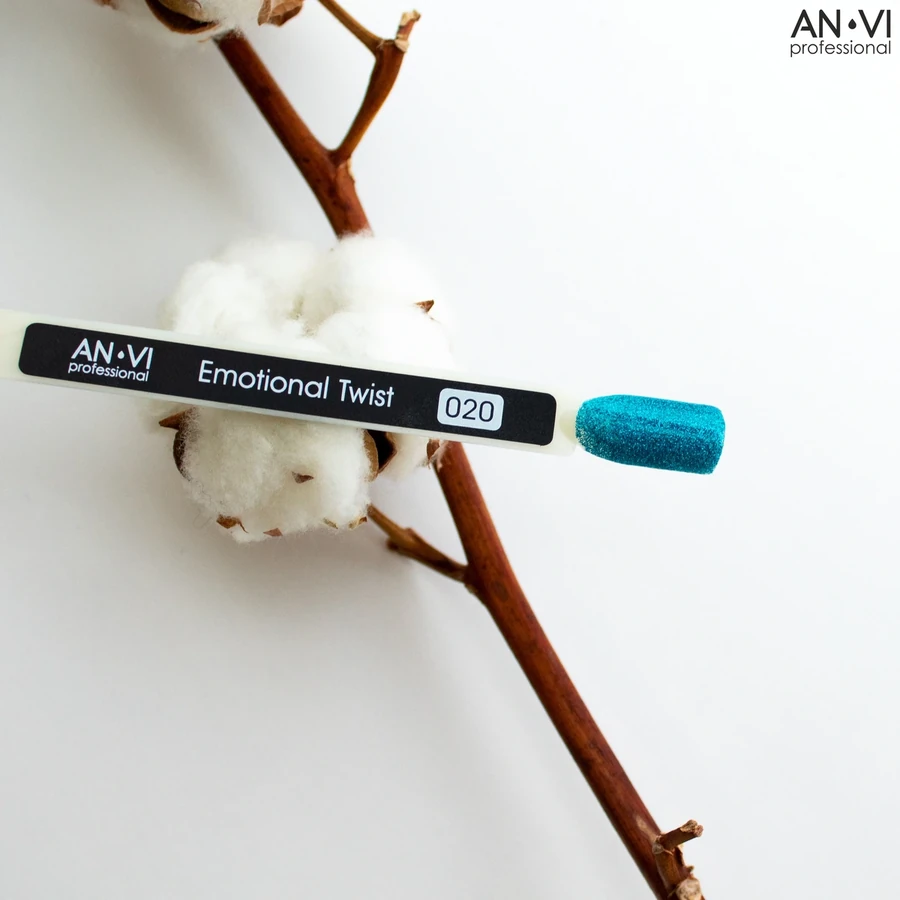 гель-лак ANVI №020 Emotinal Twist синій з бірюзовим підтоном, із шиммером 9 мл