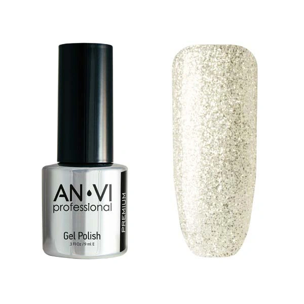 Гель-лак ANVI №062 Twisted Pearl перлинний, із сріблястими блискітками 9 мл