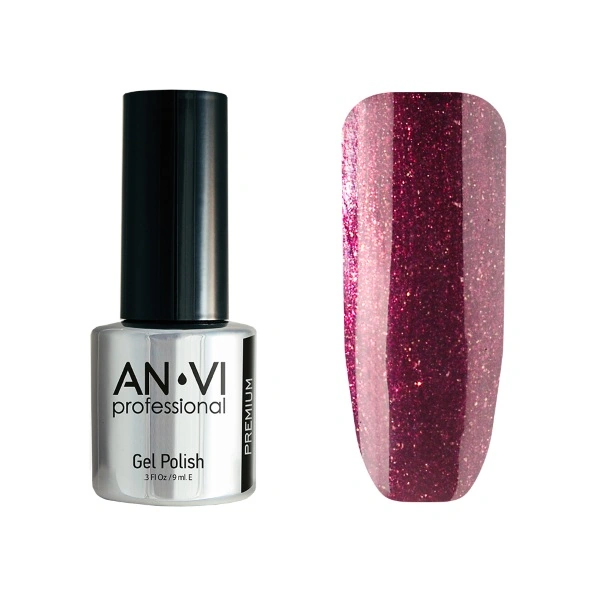 Гель-лак ANVI №090 Burgundy Fizzy бургунді, з шиммером 9 мл