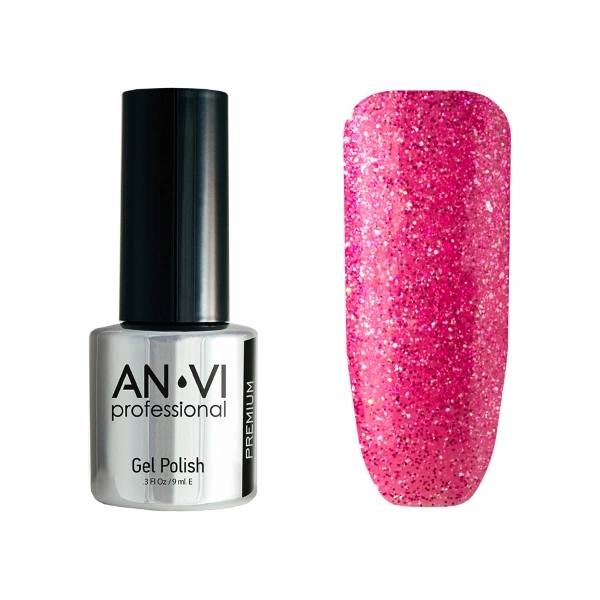 Гель-лак ANVI №097 Sparkling Comet темно-рожевий, з блискітками 9 мл