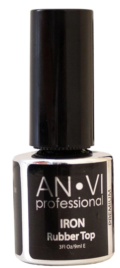 Каучукове фінішне покриття для гель-лаку ANVI Rubber Top IRON топ 9 мл