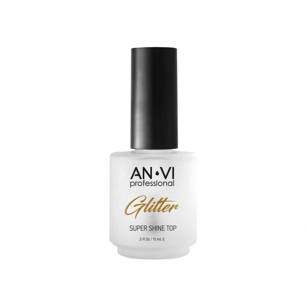 Заріплювач для лаку ANVI Super Shine Top GLITTER з ефектом блиску 15 мл
