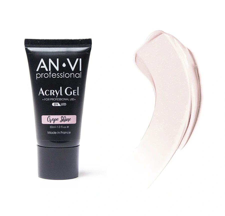 Акрил-гель ANVI Acryl Gel Crepe Shine ніжно-рожевий сяючий 30 мл