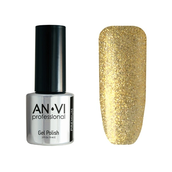 Гель-лак ANVI №112 Golden Glitter золотий, з блискітками 9 мл