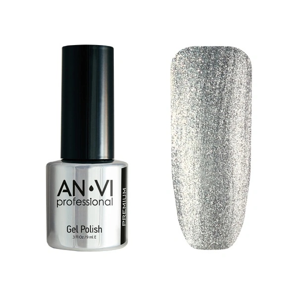 Гель-лак ANVI №118 Silver Shine срібло, із шиммером 9 мл
