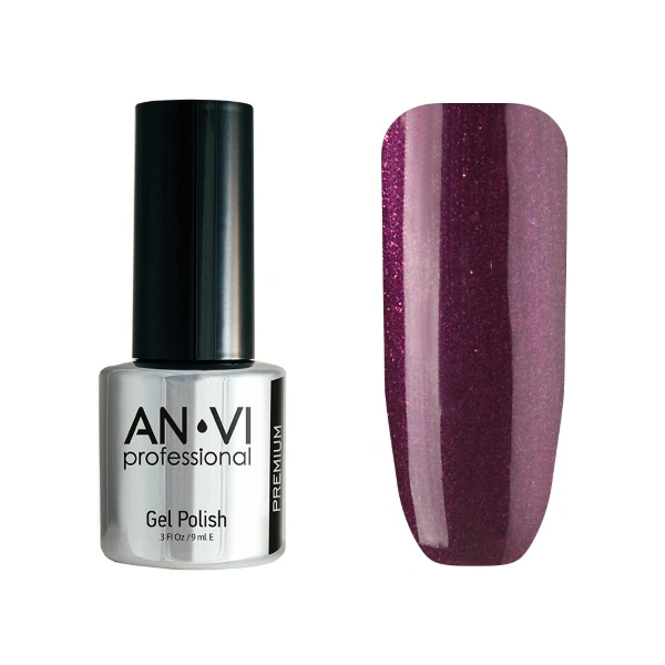 Гель-лак ANVI №128 Berry Inspiration фіолетовий, з мікроблиском 9 мл