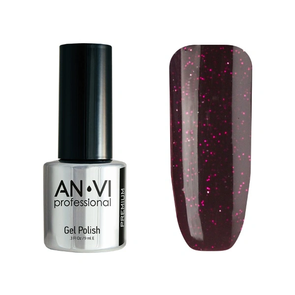 Гель-лак ANVI №129 Frosted Wine темно-бордовий, із шиммером 9 мл