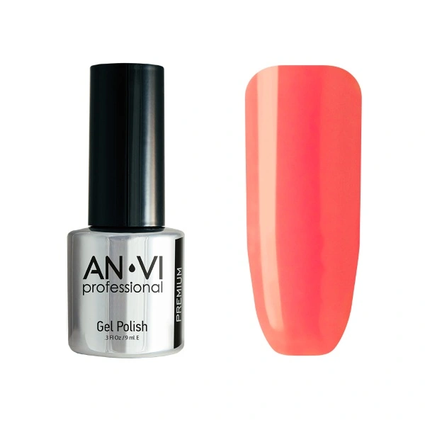 Гель-лак ANVI №130 Neon Candy кораловий з рожевим підтоном, емаль 9 мл