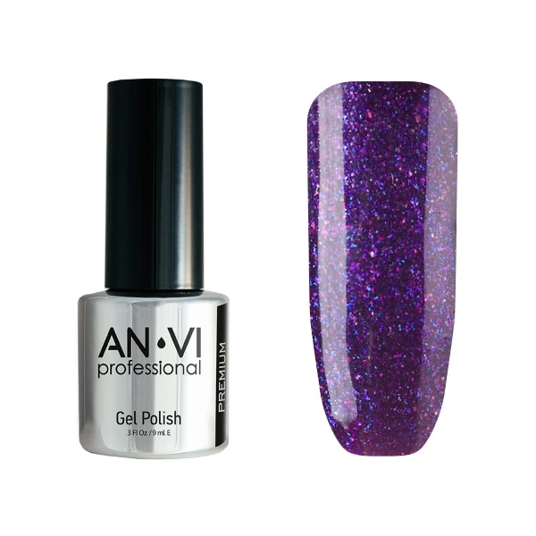Гель-лак ANVI №145 Violet Fireworks фіолетово-синій, із шиммером 9 мл