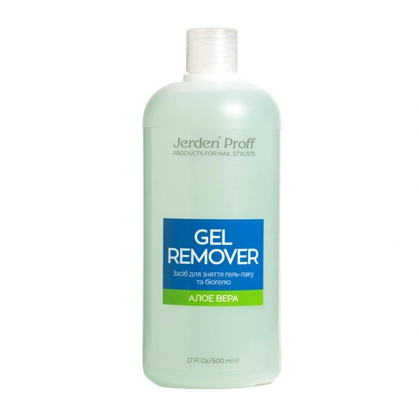 Рідина для зняття гель лаку та біогеля Jerden-Proff Aloe Vera Gel Remover Алое вера 500 мл