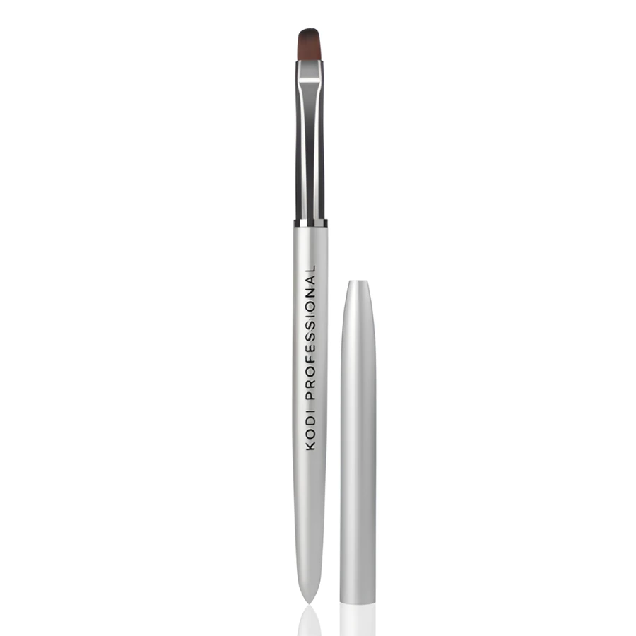 Пензлик для гелю Kodi Gel Brush Oval #6 металева ручка, коричневий нейлоновий ворс