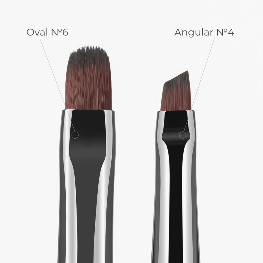 Пензлик для гелю Kodi Gel Brush Oval #6 металева ручка, коричневий нейлоновий ворс