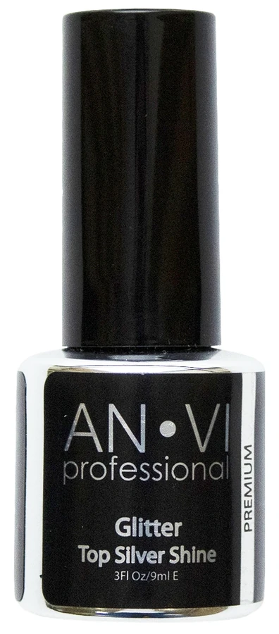 Закріплювач для гель-лаку ANVI Glitter Top Silver Shine сяючий сріблястий 9 мл