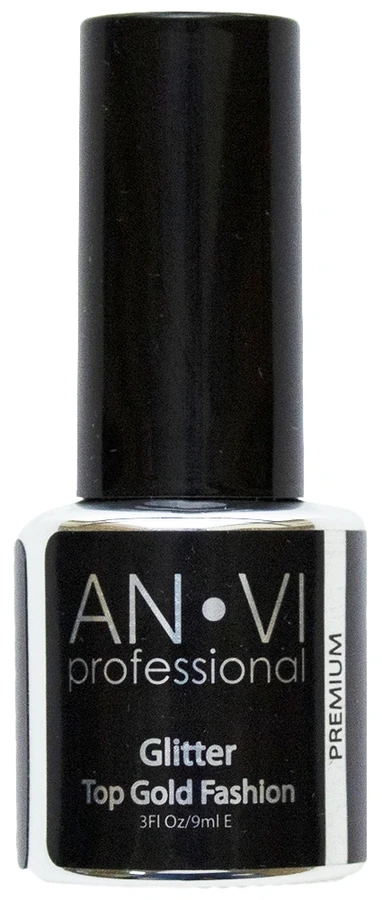 Закріплювач для гель-лаку ANVI Glitter Top Gold Fashion сяючий золотий 9 мл