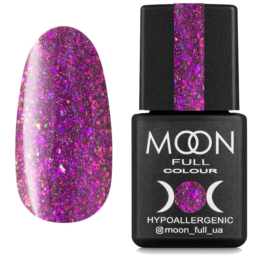 Гель-лак світловідбиваючий MOON FULL Chrome Flake Disko №02 фуксія 8 мл