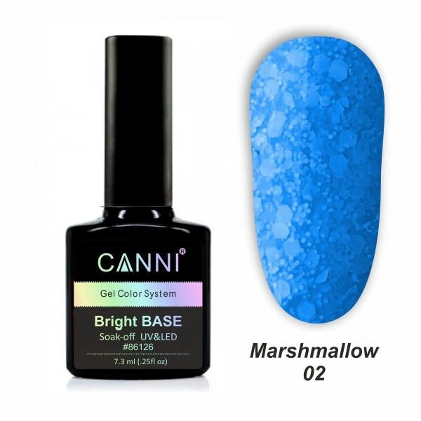 Каучукове базове покриття Canni Bright Base Marshmallow 02 блакитний, неон 7,3 мл