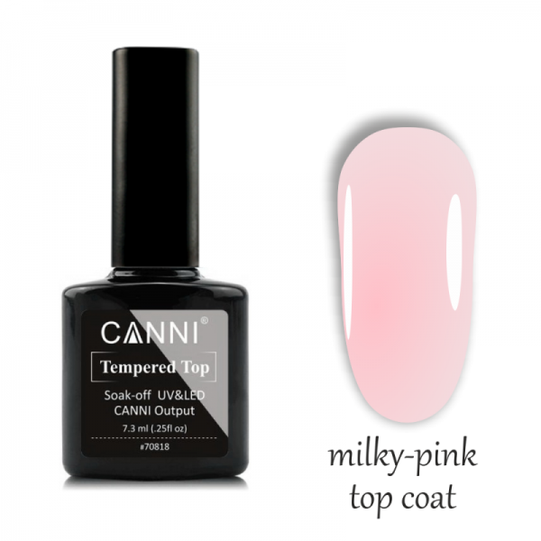 Топ без липкого шару Canni No Wipe Top Coat Milky-Pink молочно-рожевий 7,3 мл