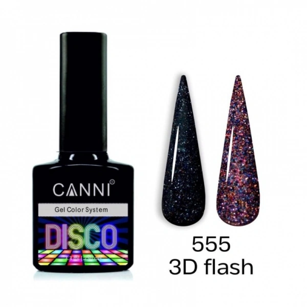 Гель-лак Canni Gel Polish Disco 3D Flash №555 нічний феєрверк, світловідбивний 7,3 мл
