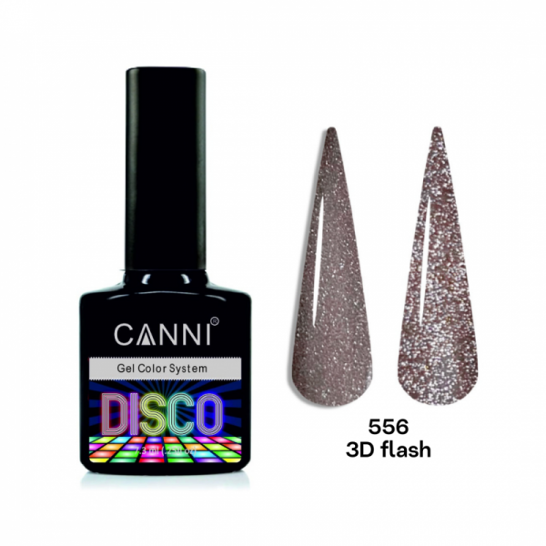 Гель-лак Canni Gel Polish Disco 3D Flash №556 капучіно, світловідбивний 7,3 мл