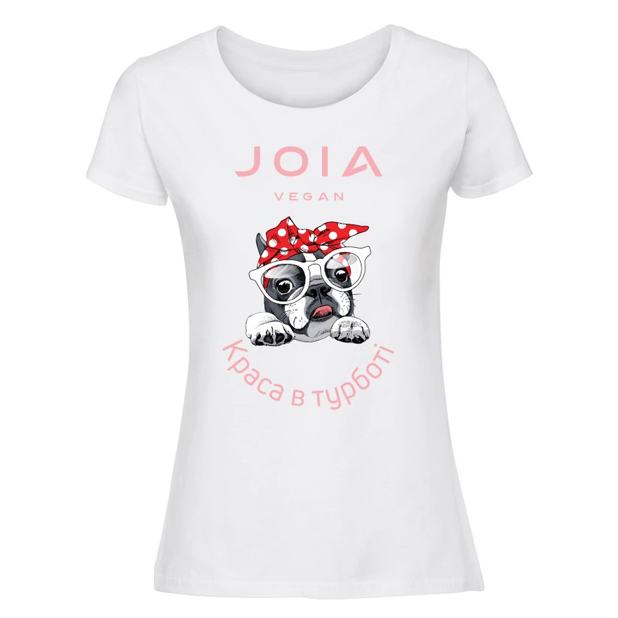 Футболка жіноча JOIA Vegan T-shirt White with Print (size S) біла з малюнком