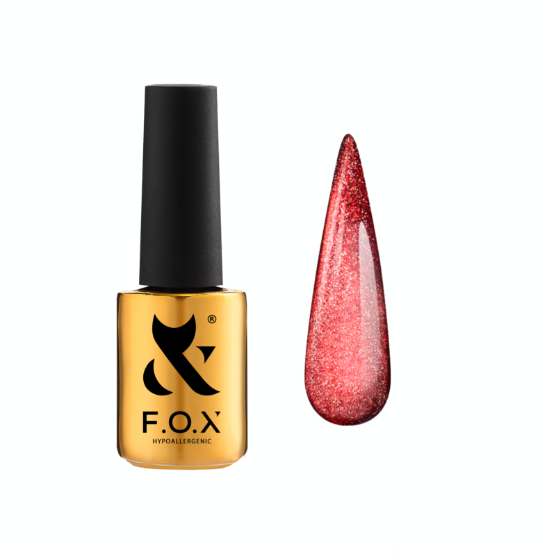 Кольорова база для гель-лаку FOX Base Cat Eye 001 червоний, магнітний 7 мл