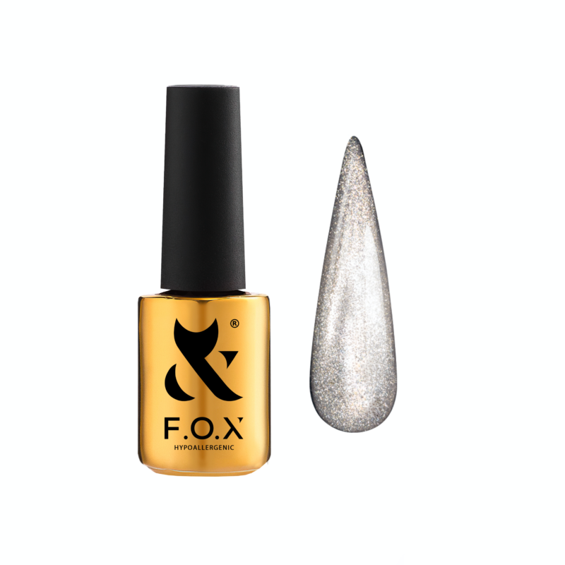 Кольорова база для гель-лаку FOX Base Cat Eye 004 срібло, магнітний 7 мл