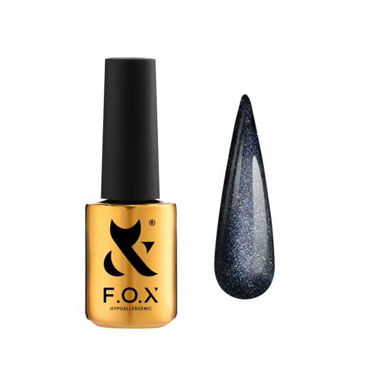Кольорова база для гель-лаку FOX Base Cat Eye 005 чорний, магнітний 7 мл