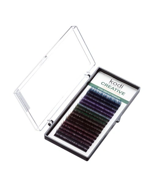 Вії для нарощування штучні Kodi Creative Collection Eyelash Extension Color Mix (D 0.07 (16 рядів: 10-12) Creative Collection чорні з кольоровими кінчиками, мікс