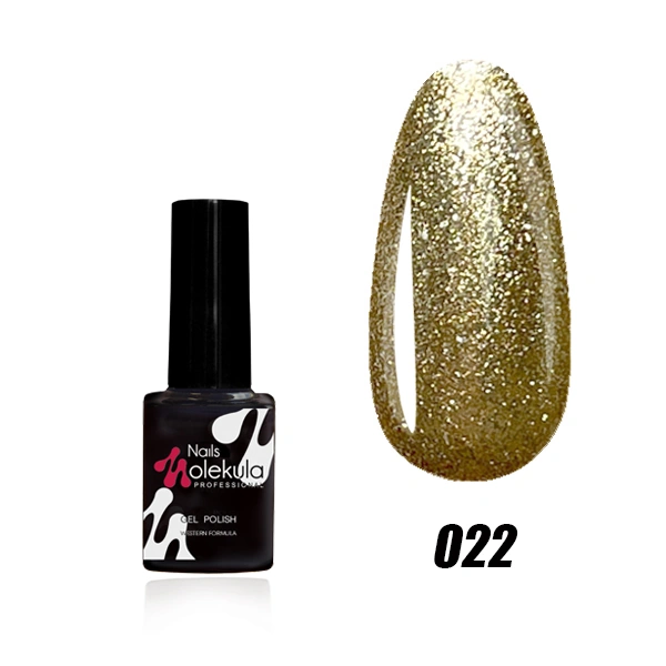 Гель-лак Molekula Gel Polish №022 Золотий, Гліттер 6 мл