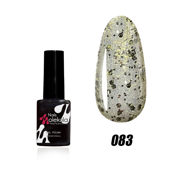 Гель-лак Molekula Gel Polish №083 Срібло зі срібними блискітками, Гліттер 6 мл