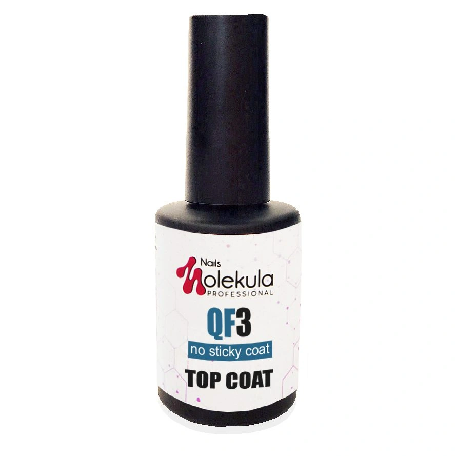 Топ без липкого шару Molekula No Sticky Top Coat QF3 з глянцевим блиском 12 мл