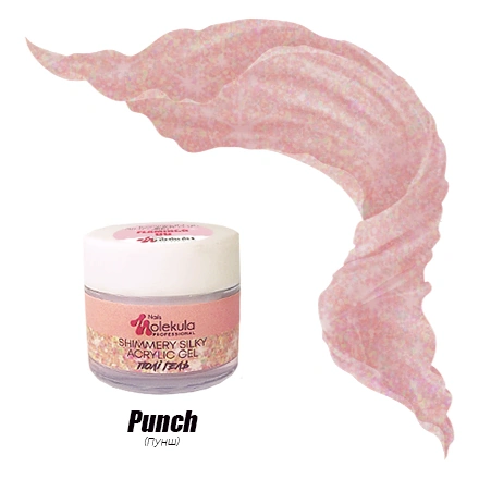 Акрил-гель шовковий із шиммером Molekula Shimmery Silky Acrylic Gel №07 Punch пунш 15 мл