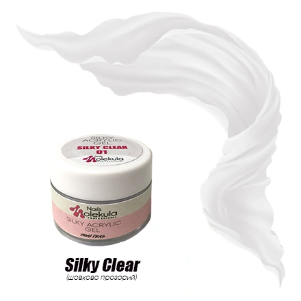 Акрил-гель шовковий Molekula Silky Acrylic Gel №01 Silky Clear прозорий 30 мл