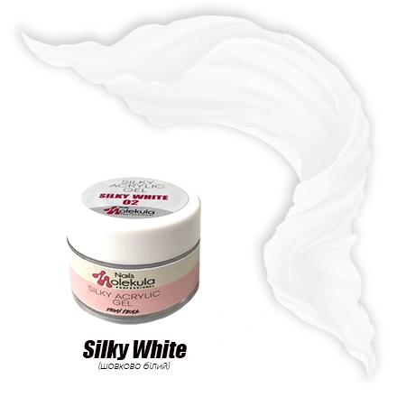 Акрил-гель шовковий Molekula Silky Acrylic Gel №02 Silky White білий 30 мл