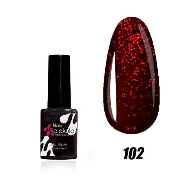 Гель-лак Molekula Gel Polish №102 темно-червоне мерехтіння, світловідбиваючий 6 мл