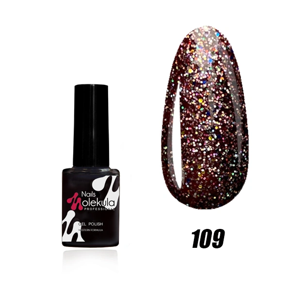 Гель-лак Molekula Gel Polish №109 Іскристий бордовий, світловідбиваючий 6 мл