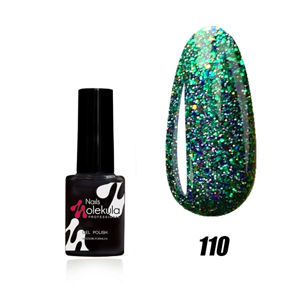 Гель-лак Molekula Gel Polish №110 Іскристий зелений, світловідбиваючий 6 мл