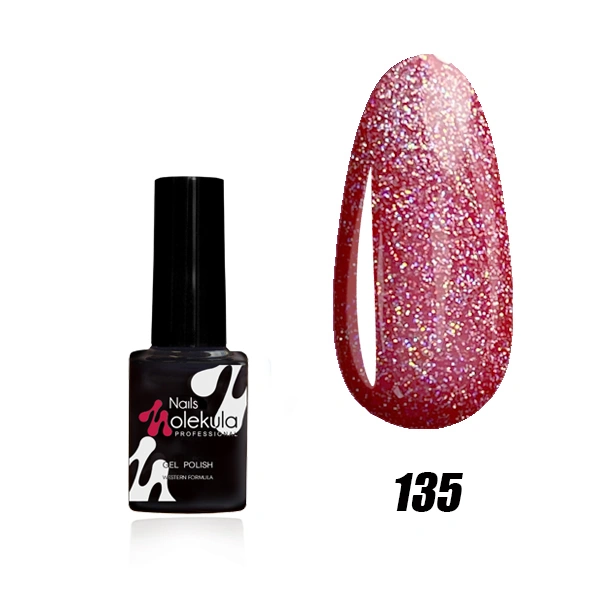 Гель-лак Molekula Gel Polish №135 Червоний з голографічними блискітками 6 мл