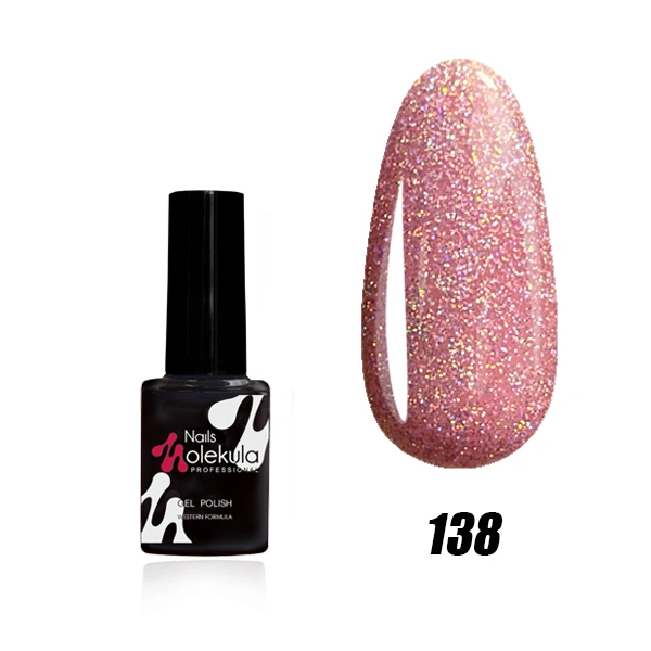 Гель-лак Molekula Gel Polish №138 рожевий з голографічними блискітками 6 мл
