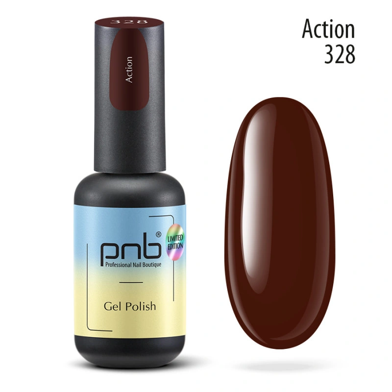 Гель-лак PNB №328 Action насичений коричневий, емаль 8 мл