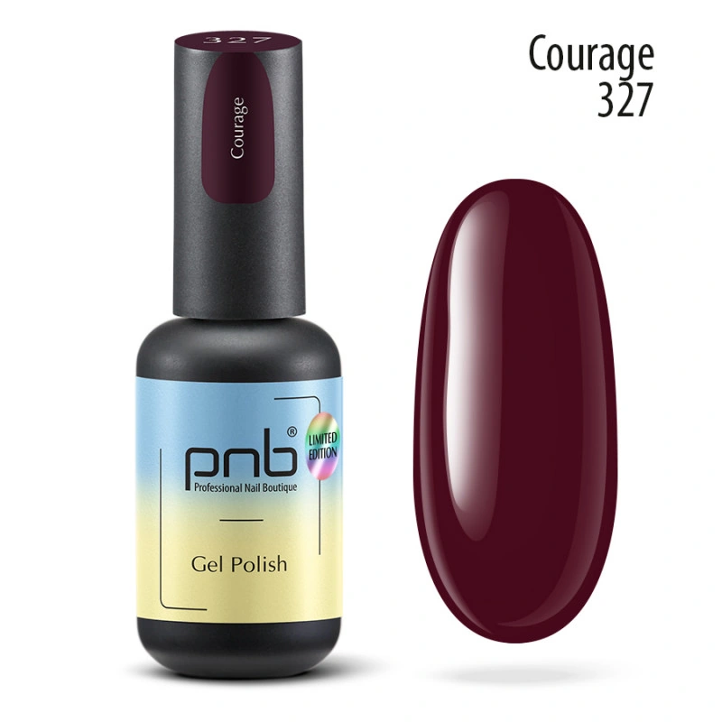 Гель-лак PNB №327 Courage глибокий бордовий, емаль 8 мл
