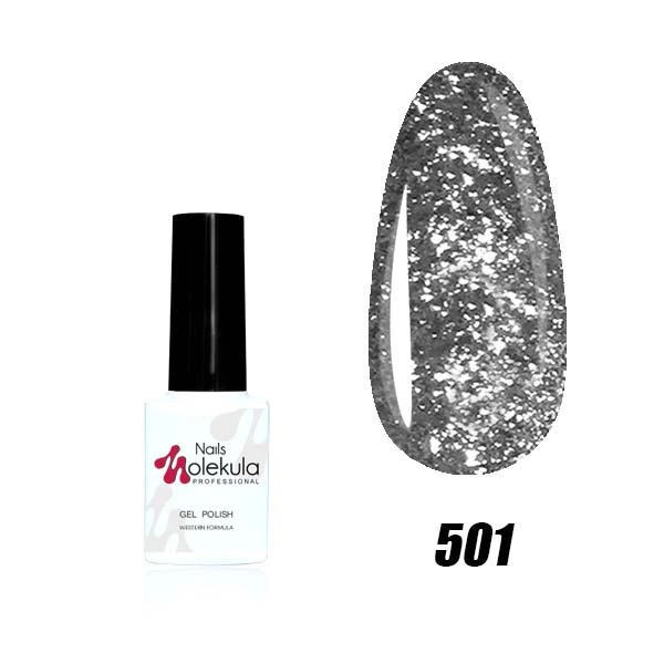 Гель-лак Molekula Diamond №501 срібне мерехтіння, світловідбиваючий 6 мл