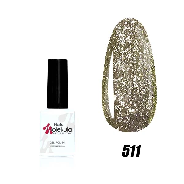 Гель-лак Molekula Diamond №511 сріблястий дзеркальний перламутр, світловідбивний 6 мл