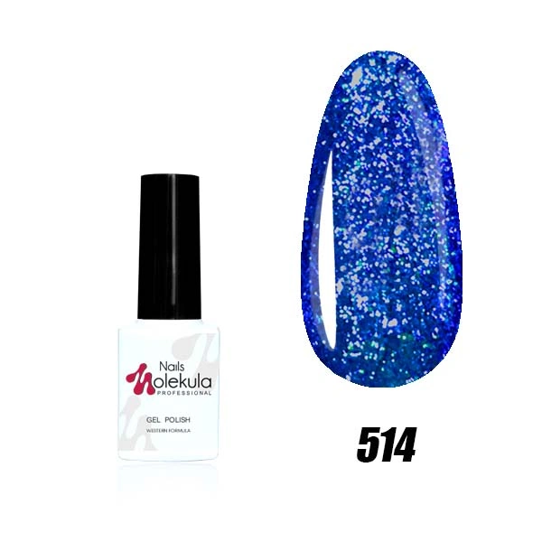 Гель-лак Molekula Diamond №514 синій, світловідбиваючий 6 мл